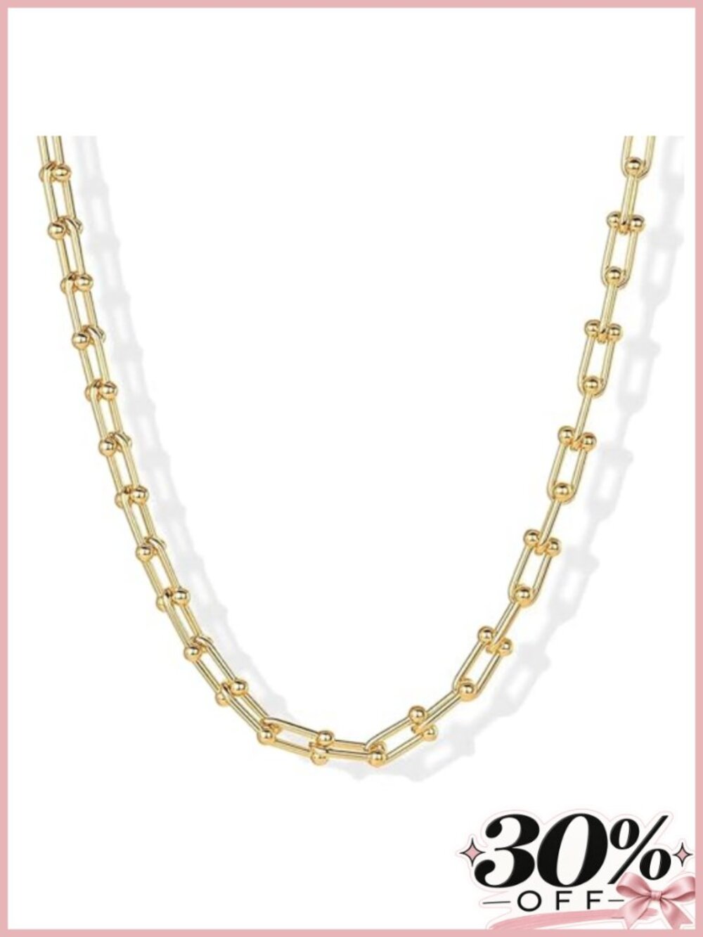 18K Gold Plated Paperclip Necklace Women Stainless Steel Chain Statement Choker